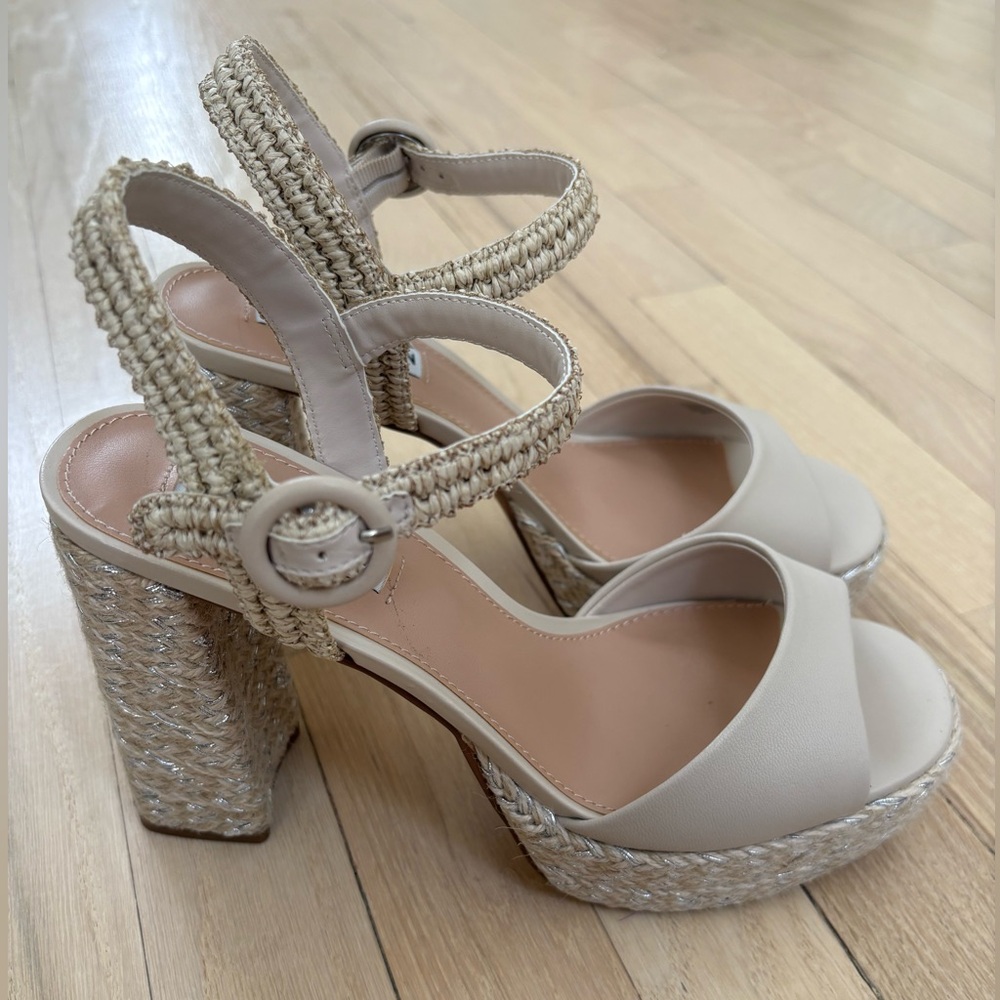 Steve Madden Cream Platform Heels with Ankle Strap - Picture 3 of 8